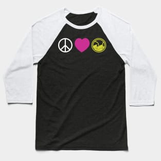 Peace Love Tennis by CoVA Tennis Baseball T-Shirt